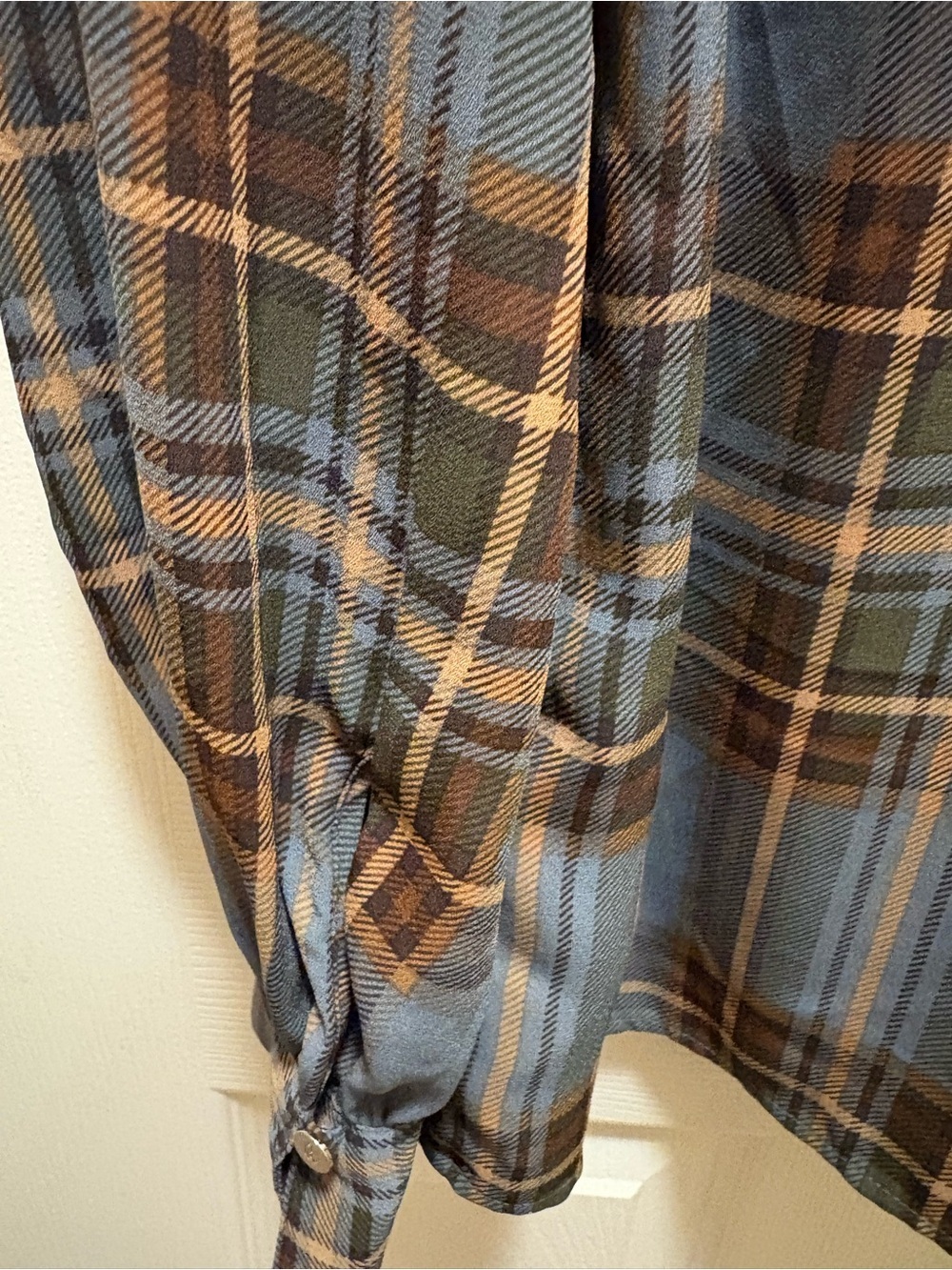 Lauren Ralph Lauren Plaid Tie Neck Bow Blouse Womans Sz M Blue Gray Brown - Picture 16 of 16